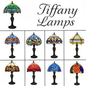 Tiffany-Style Table Lamp Handcrafted Art Stained Glass Bedside Lamps Desk Light - Picture 1 of 46