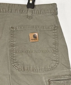 Vintage Y2K Carhartt Canvas Carpenter Work Shorts B144 LBR Mens 38x7.5 Workwear - Picture 1 of 9