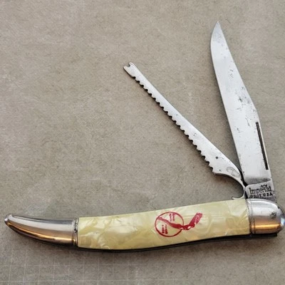 Imperial Fishing Knife Made In USA 1946-56 5" Closed "Cracked" Ice Design Handle - Image 1 of 4