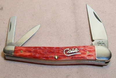 2004~CASE XX~MINT~SILVER SCRIPT 3 BLADE RED BONE SEAHORSE WHITTLER POCKET KNIFE~ - Image 1 of 4