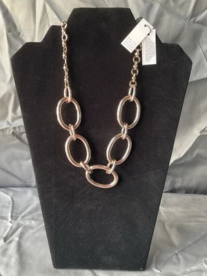 White House Black Market Brass Tone & Gold Tone Loop Chain Necklace  # 1199 - Image 1 of 4