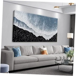 Canvas Wall Art Decor Large Modern Canvas Wall Art For Living Room Blue Beach  - Picture 1 of 7