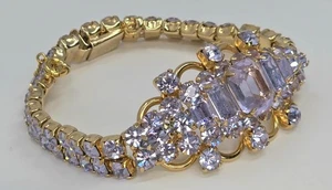 EUC WUNDERSCHÖNES VINTAGE KRAMER OF NEW YORK ALEXANDRIT STRASS ARMBAND - Bild 1 von 12