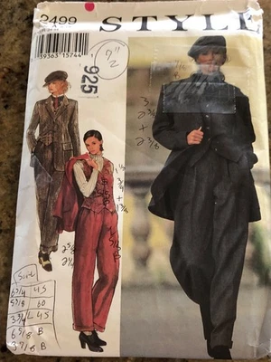 🌹 STYLE #2499 - LADIES 1990's OVERSIZED JACKET - VEST & PANTS PATTERN 8-18 FF - Image 1 of 2