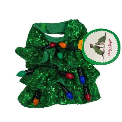 Merry & Bright Sz XS Holiday Christmas Pet Dog Cat Apparel Sequin Tree Costume - Image 1 of 4
