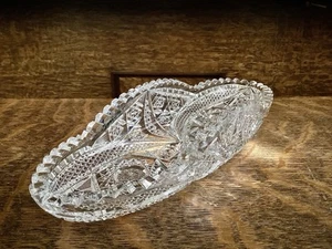 American Brilliant Cut Glass Rectangular/Oval Bowl Tray . - Picture 1 of 13