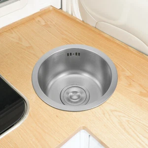 Edelstahlbecken, 11 Zoll, Mini-Rundspülbecken, Edelstahl-Barbecken, rundes - Bild 1 von 12
