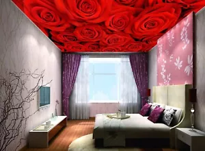 3D Red Rose Flower 7 Wall Paper Wall Print Decal Wall Deco AJ WALLPAPER Summer - Picture 1 of 5