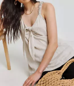 SIMPLY BE LADIES NATURAL KNOT FRONT LINEN CAMI TOP NEW (ref 439) SALE - Picture 1 of 4