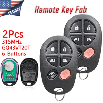 2 Para 2010 2011 2012 2013 2014 2015 2016 2017 Toyota Sienna Mando a Distancia Coche Llavero Foto 1 de 4