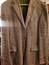 Polo Ralph Lauren Men Houndstooth Blazer Flax Jacket Tan Italy 42L Orig$1595