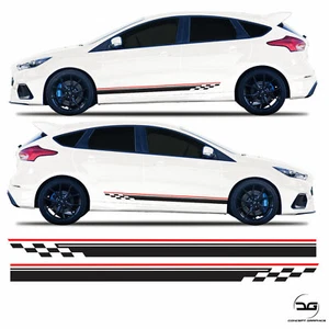 Seitenstreifen Kariert Renngrafik für Ford Focus, ST Mk3/3,5 Vinyl Aufkleber - Bild 1 von 2