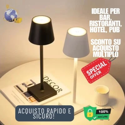 Lampada da tavolo LED ricaricabile TOUCH dimmerabile PER PUB RISTORANTI HOTEL - Immagine 1 di 4