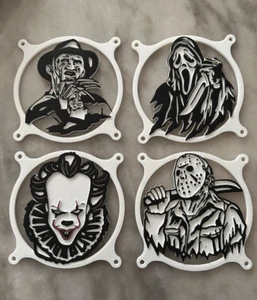 3D Druck PC Lüfterabdeckungen Horror weiß und schwarz 120mm 4er Set - Bild 1 von 1