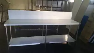 STAINLESS STEEL 300MM SPLASH BACK BENCH 2300x600X900mm GRADE 304 FULLY STAINLESS - Picture 1 of 7