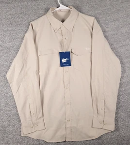 Huk Fishing Men's Shirt Beige Tide Point Button Up Long Sleeve 30+ UPF Outdoor - Picture 1 of 14