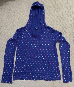Girls GAP Navy Blue/Heart Print Lightweight Hoodie - Size 14/16 - Picture 1 of 1