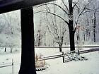 2D Fotografie Schöne malerische Winterszene Neu Schneefall Zaun Bäume Künstlerisch 