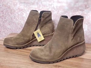 FLY London - Suede Ankle Boot Bootie with Zipper - Nilo - Sludge - Picture 1 of 6