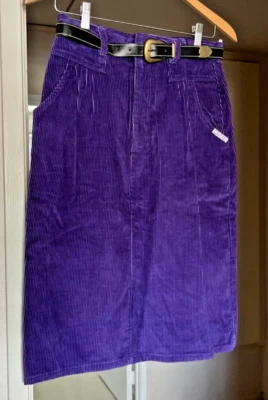 Corduroy Purple  Vintage Skirt Cherokee Women Size 12 Made in USA Pockets 80's - Image 1 of 4