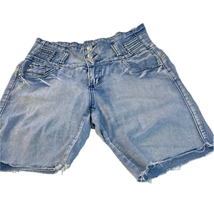 GOGO Star Girls Junior Distressed Denim Crop Shorts Blue Size 9 Sku 2531 - Picture 1 of 12