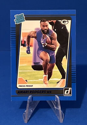 2021 Panini Donruss  Amari Rodgers Blue Press Proof Rated Rookie Card #303 RC - Image 1 of 2