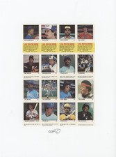1983 Stamps Block of 16 Keith Moreland Dave Stieb Cecil Cooper Rookie RC HOF
