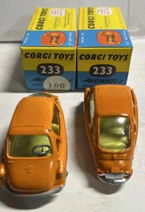 Zwei- 60er Jahre Corgi Nr. 233 Economy Car Neu im Karton Lot Großbritannien orange 3" Box - Bild 1 von 4
