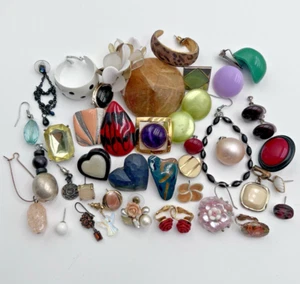 Single Earring Jewelry Lot 43 Pc Arts Craft Repair Colorful Blingy Clips Pierced - Picture 1 of 17