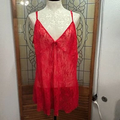 Vintage Frederick's Of Hollywood Babydoll Teddy Renda Transparente Sexy Novo com etiquetas Plus Size 2X - Imagem 1 de 4