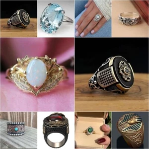 Special style Zircon Fashion Alloy Retro Jewel Ring Size 6-10 - Picture 1 of 28