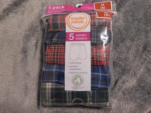 Jungen Wonder Nation mehrfarbig kariert gewebt Boxershorts 5er Pack Gr. M (8) NEU - Bild 1 von 2