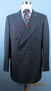 Hugo Boss  Sport Coat Blazer Double Breasted  Wool Size 40T Navy Blue Stripe (7) - Picture 1 of 10