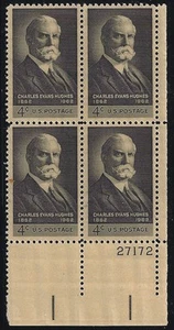 US Scott #1195, Plate Block #27172 1962 Charles Hughes 4c FVF MNH Lower Right - Picture 1 of 1