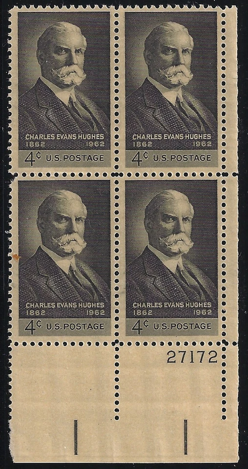 US Scott #1195, Plate Block #27172 1962 Charles Hughes 4c FVF MNH Lower Right - Image 1 of 1