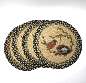Tappeti Terra Pettirossi Nido Intrecciato Iuta Tovagliette 15" Rotondo Set di 4 Coprisedili Rustici - Foto 1 di 6