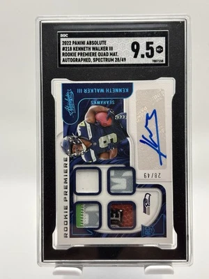 2022 Absolute Kenneth Walker III Spectrum Auto PATCH RC SGC 9.5 Rookie Premiere - Image 1 of 4