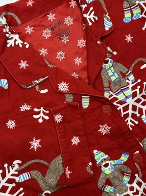 Camisa de dormir Nick and Nora XXL meia macaco flanela vestido vermelho inverno - Imagem 1 de 4
