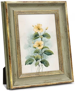 5x7 Picture Frame Vintage Antique Photo Frame Green Gold Picture Frames Home ... - Picture 1 of 9
