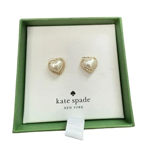 Kate Spade Pearl & Gold Heart Earrings NWT - Picture 1 of 1