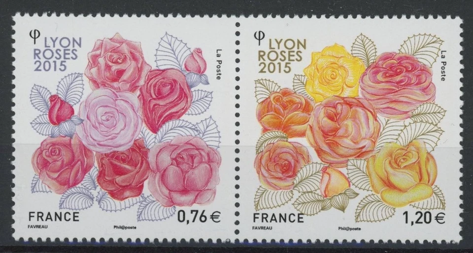 France 2015 : Flowers / Rose - Good Set Very Fine MNH Stamps - Image 1 of 1