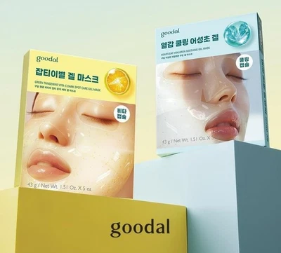 Goodal 凝胶面膜 (5 张) 绿色橘子或心叶 (韩国护肤品) — 第 1/4 张图片