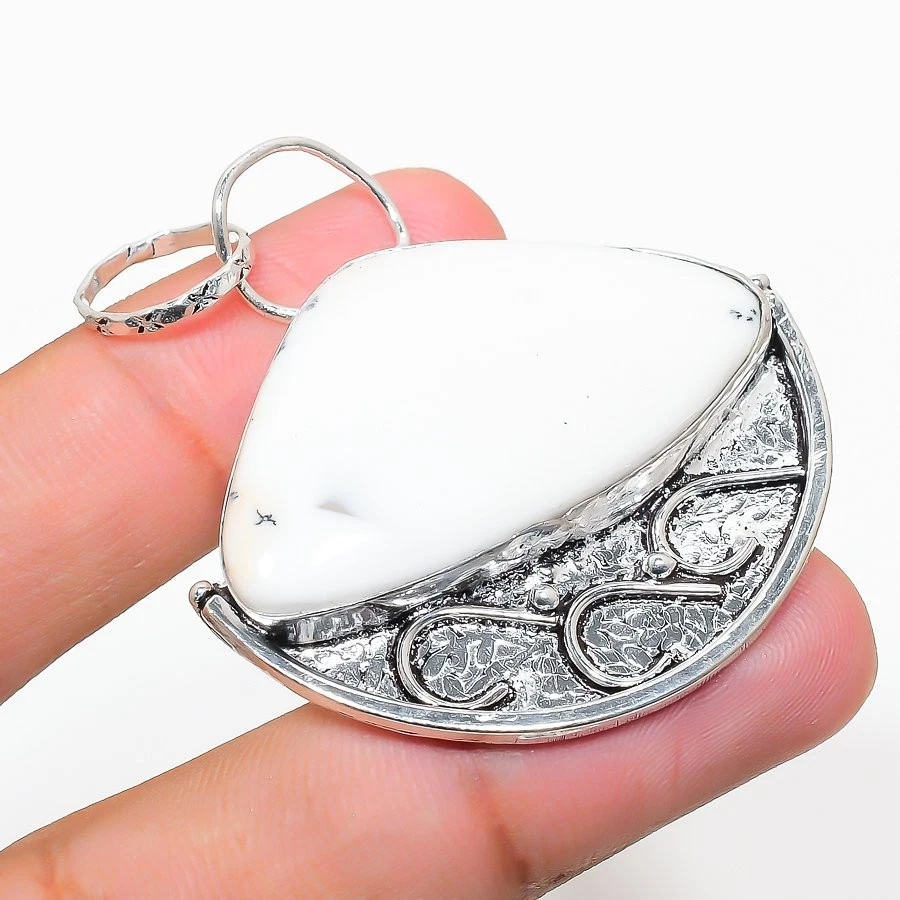 Colgante de joyería de plata de ley 925 hecho a mano con piedras preciosas de ópalo dendrita 2,21" H077 Foto 1 de 1