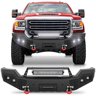 Front Bumper With Sensor Holes Winch Plate For 2015-2019 GMC Sierra 2500 3500 HD - Imagem 1 de 4