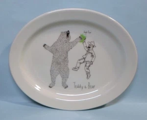 Vintage FISCHE WIRBEL OVALES TABLETT TEDDYBÄR Roosevelt & Bär Homer Laughlin Quinn - Bild 1 von 5