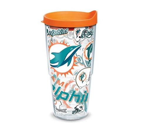 MIAMI DOLPHINS, 24oz DOUBLE WALL, TUMBLER FROM TERVIS WITH LID INCLUDED Cover