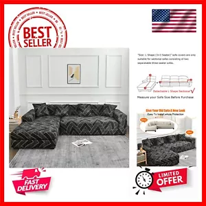 Sectional Sofa Slipcover Couch Cover, Stretch Sofa Slipcover 2 Piece for Sect... - Picture 1 of 10