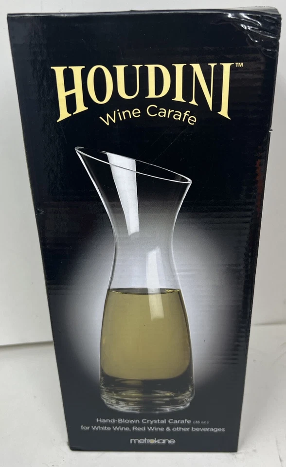 Jarra de vino de cristal The Houdini 35 onzas jarra soplada a mano Metrokane Foto 1 de 3