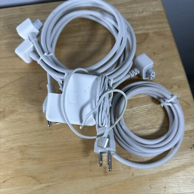 Apple 45 Watt MagSafe 2 AC Adapter w/Power Cord A1436 Genuine OEM Used 3 Cords - Image 1 of 4