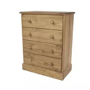 Chest 4 Drawers Solid Pine Wooden Bedroom Home Furniture Clothing Storage Unit - Picture 1 of 4